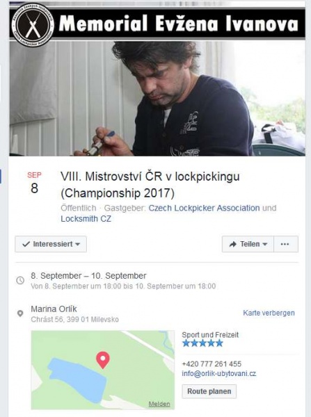 VIII. Mistrovství ČR v lockpickingu (Championship 2017)